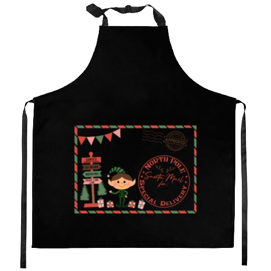 Santa Letter Elfe North Pole Specjal Delivery Mail Kitchen Aprons