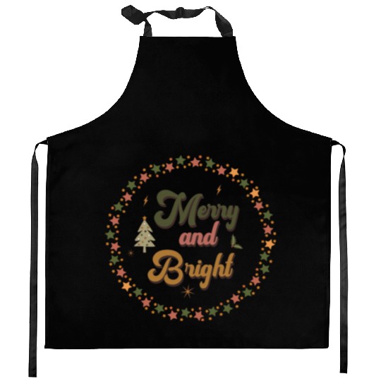 Merry And Bright Groovy Christmas Kitchen Aprons
