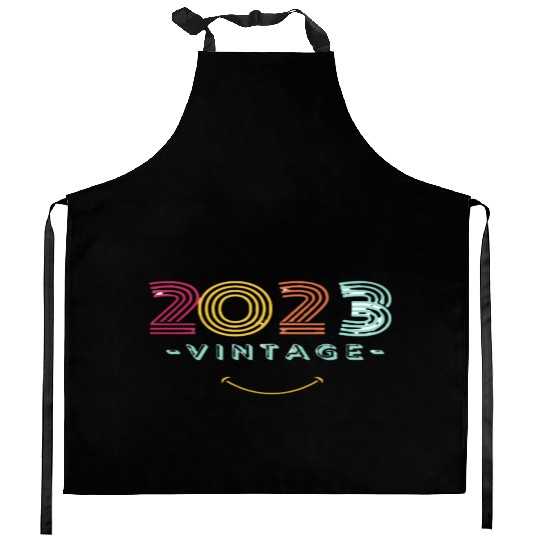 Neon Rainbow Retro 2023 NewYear Vintage Kitchen Aprons