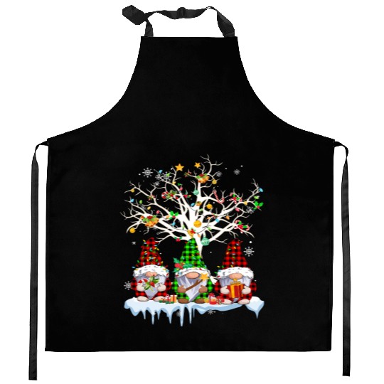 Gnomes Merry Christmas Light Family Gnome Xmas Kitchen Aprons