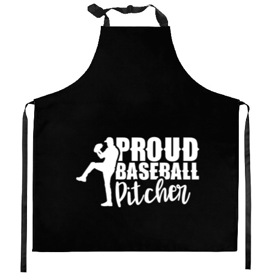 Proud Baseball Pitcher Hobby Sayings Player Kitchen Aprons