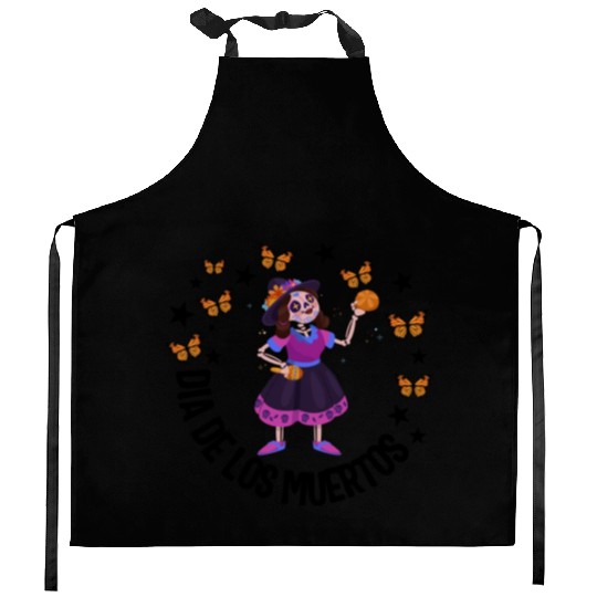 Dia De Los Muertos Kitchen Aprons, Girl Sugar Skeleton
