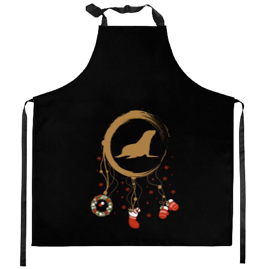 Winter dreamcatcher Christmas Seal Kitchen Aprons