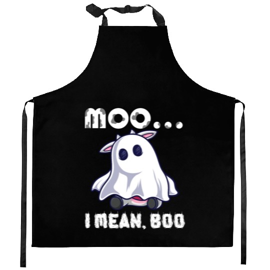 Halloween Moo, I Mean Boo Cow Farming Kitchen Aprons