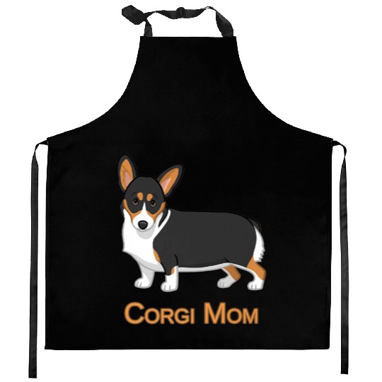 Black Tricolor Cute Pembroke Corgi Mom Dog Lover Kitchen Aprons
