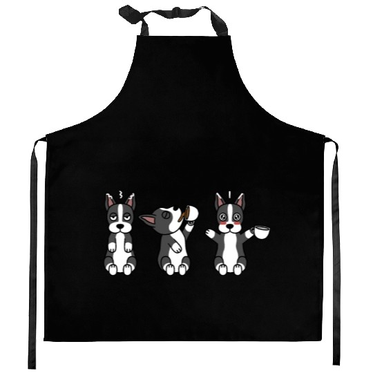 Boston Terrier Coffee Lover Kitchen Aprons