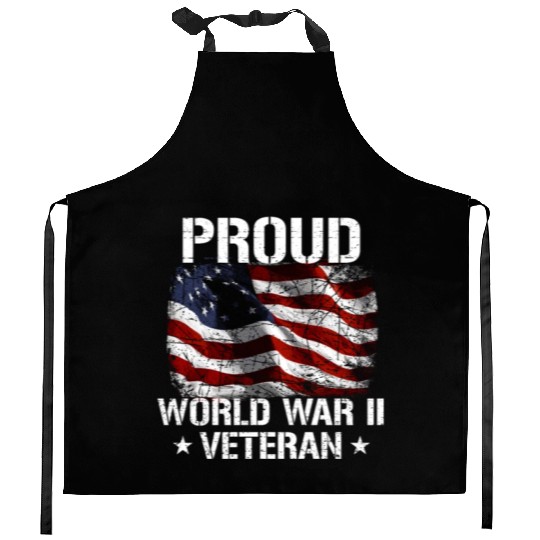 World War 2 Veteran Military Veteran USA Flag Kitchen Aprons
