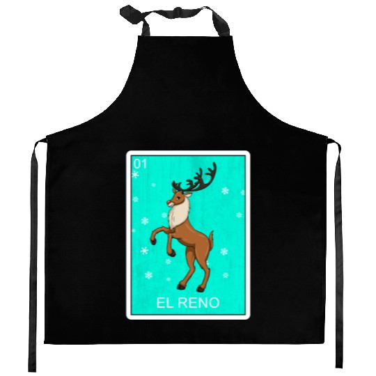 El Reno Reindeer Card Mexican Lottery Christmas Kitchen Aprons