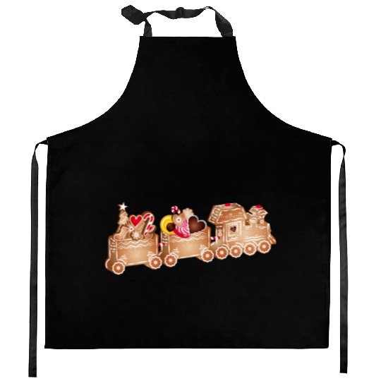 magical 3D gingerbread train for Christmas Kitchen Aprons