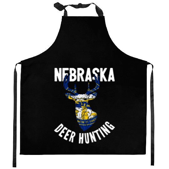 Nebraska Deer Hunting Buck Stag Hunter Kitchen Aprons