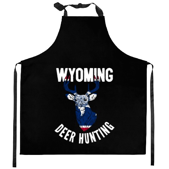 Wyoming Deer Hunting Buck Stag Hunter Kitchen Aprons