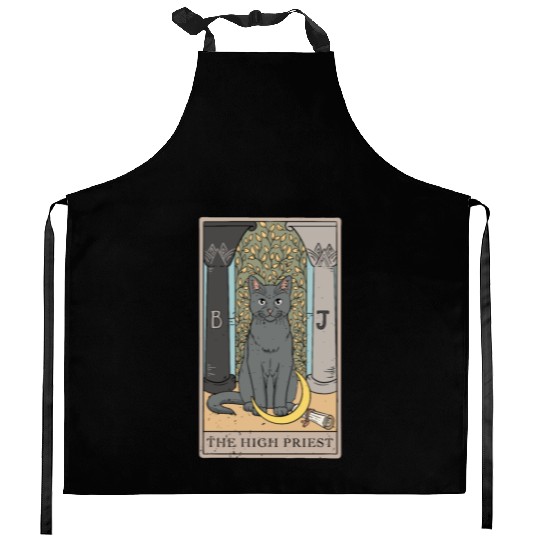 Cat High Priest Tarot Card Design for a Tarot Car Kitchen Aprons