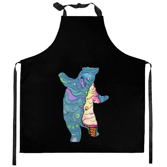 ice cream bear Kitchen Aprons