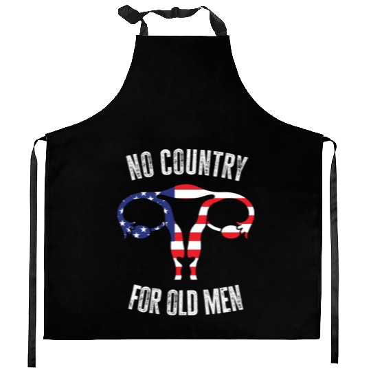 No Country For Old Men Floral Uterus Feminist Kitchen Aprons