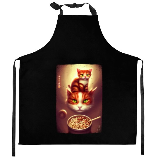 kawaii Japanese cat ramen noodles bowl Kitchen Aprons