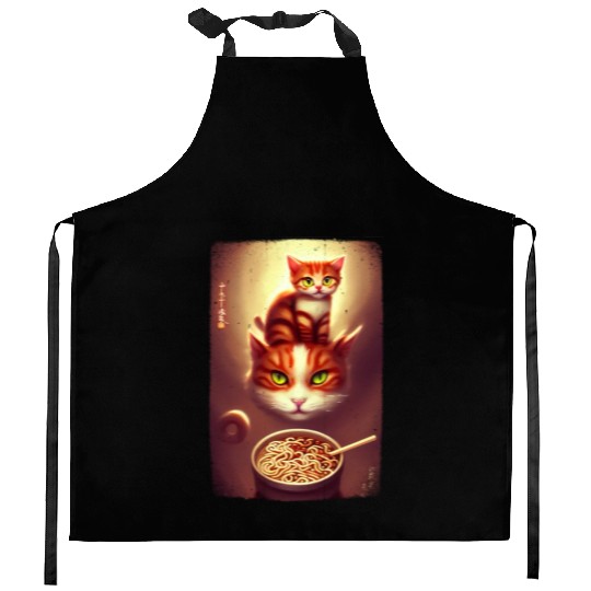 kawaii Japanese cat ramen noodles bowl Kitchen Aprons
