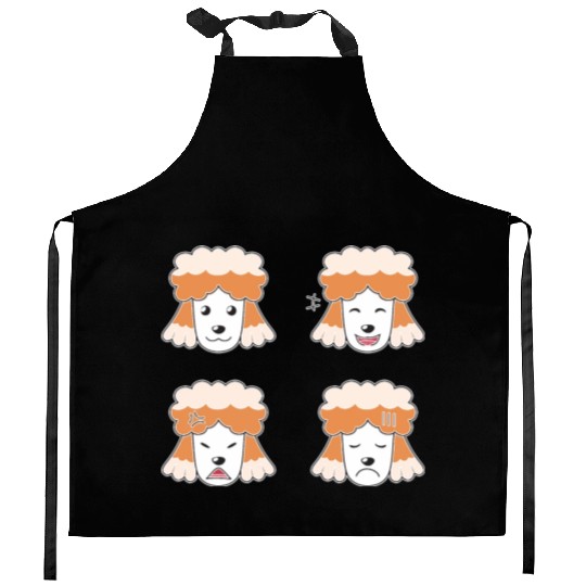 Funny Poodle Dog Cartoon Faces Kitchen Aprons