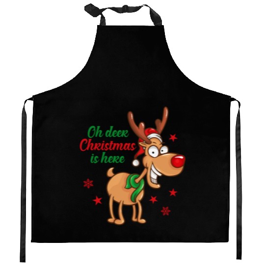 Reindeer Rudolph deer Christmas Is Here Kitchen Aprons