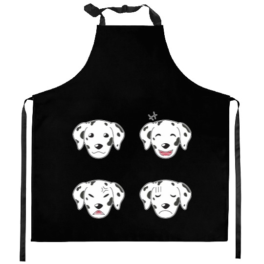 Funny Dalmatian Dog Cartoon Faces Kitchen Aprons