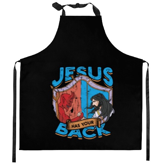 Jesus has your back - jesus Kitchen Aprons