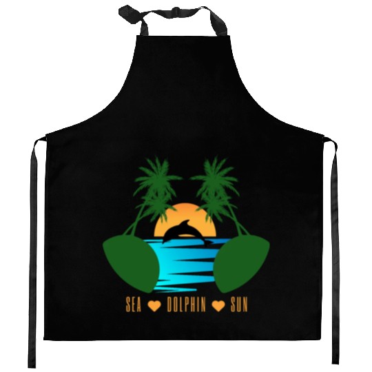 dolphin nature Kitchen Aprons