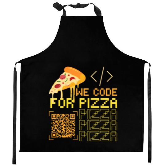 We Code For Pizza | Software Developer Memes Kitchen Aprons