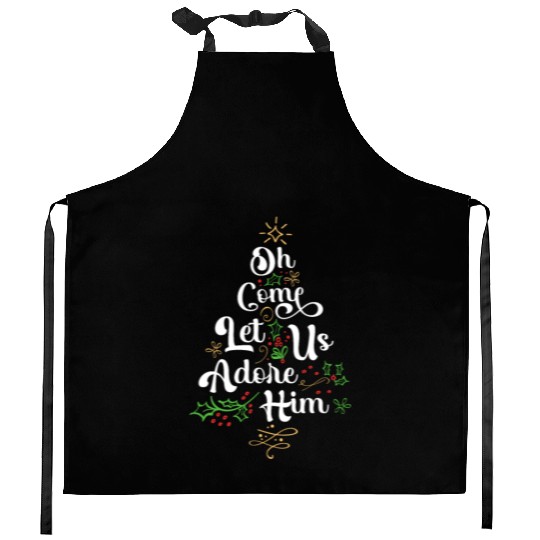 Oh Come Let Us Adore Him Jesus Family Christian Kitchen Aprons