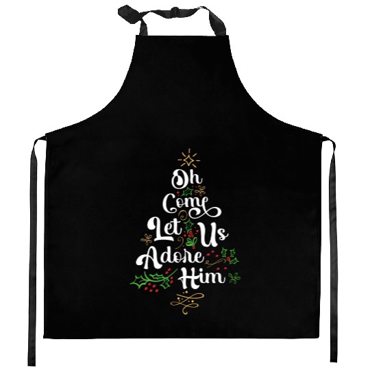 Oh Come Let Us Adore Him Jesus Family Christian Kitchen Aprons
