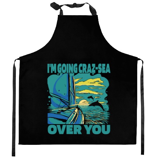Sailing Sailor Dolphin Sunset Sailors Kitchen Aprons
