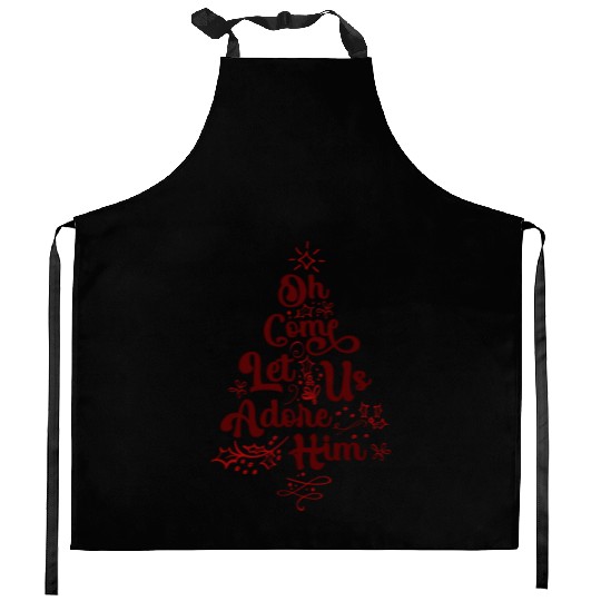 Oh Come Let Us Adore Him Religious Jesus Kitchen Aprons
