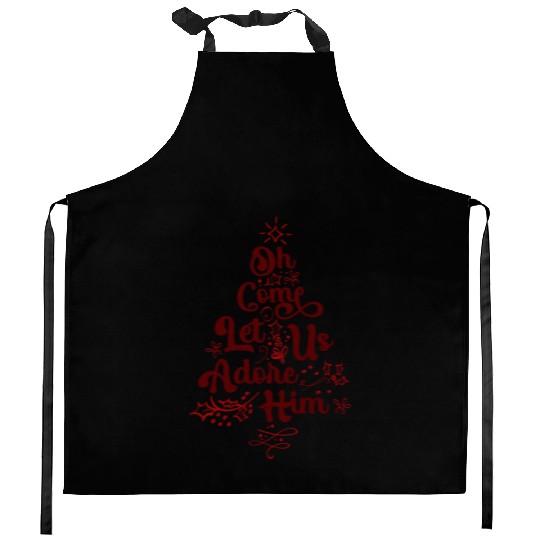 Oh Come Let Us Adore Him Religious Jesus Kitchen Aprons
