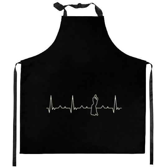 Belly Dancing Woman. Heart. Love. EKG. Pulse. Kitchen Aprons