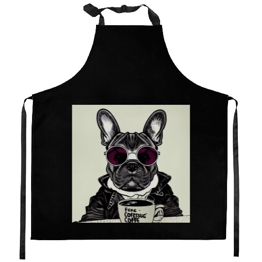 I love dog and coffee Kitchen Aprons