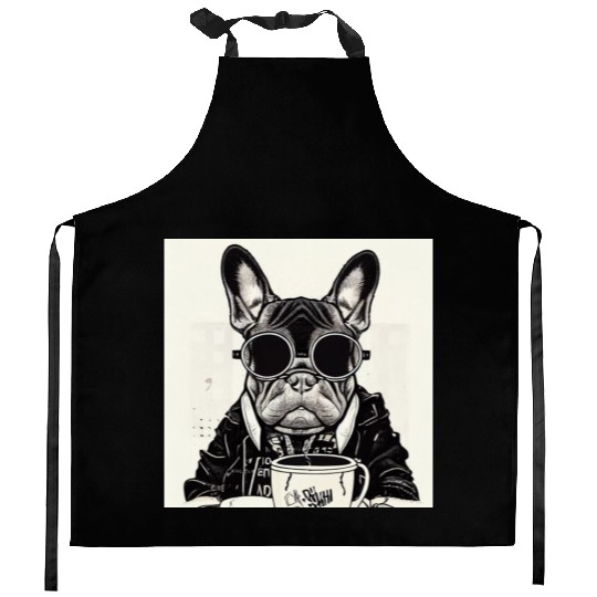 I love dog and coffee Kitchen Aprons
