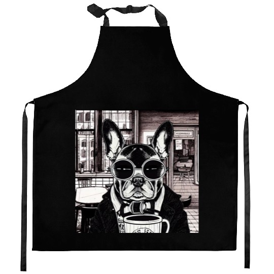 I love dog and coffee Kitchen Aprons