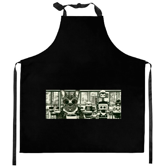 I love dog and coffee Kitchen Aprons