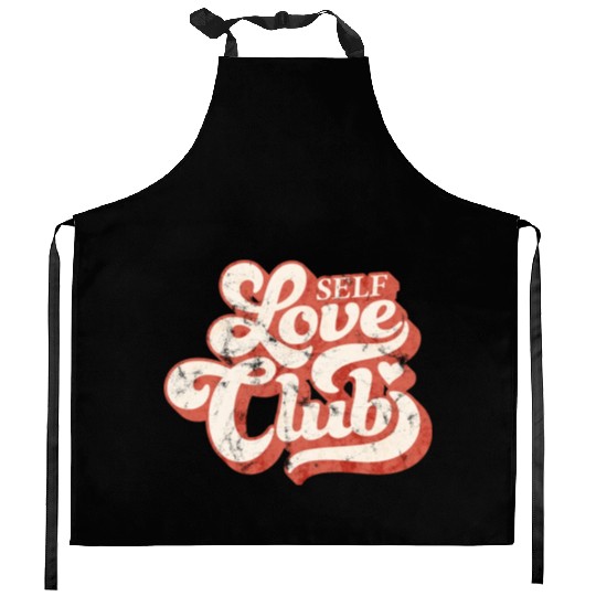 SELF LOVE CLUB IN GROOVY TYPO Kitchen Aprons