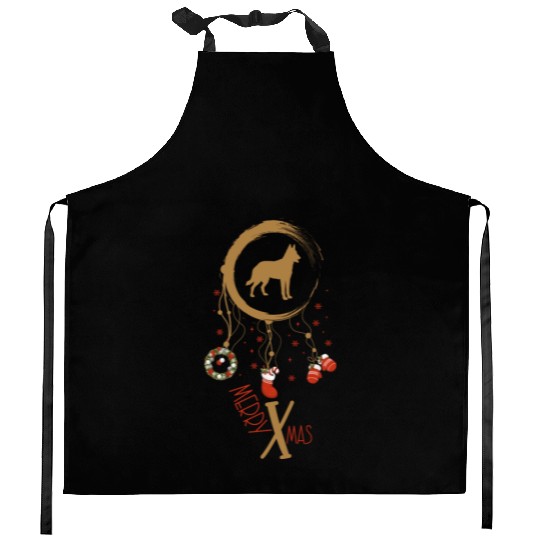 dog dreamcatcher Christmas Belgian Malinois Kitchen Aprons