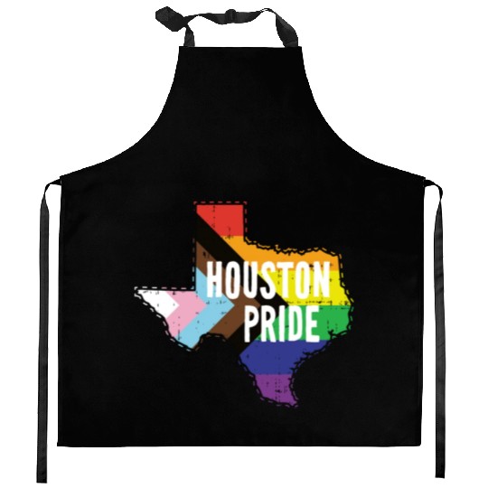 Houston Pride Gay Lesbian Queer Texas Rainbow Flag Kitchen Aprons