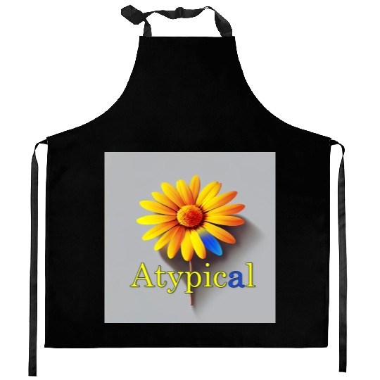 Colorful flower, atypical or neurodivergent Kitchen Aprons