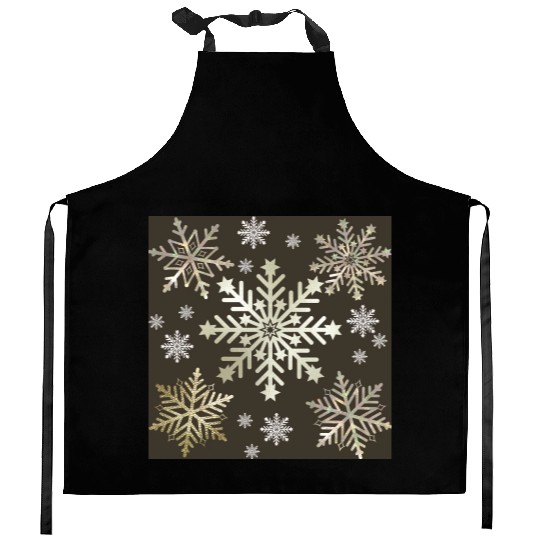 Beige Snowflakes Christmas Pattern Kitchen Aprons