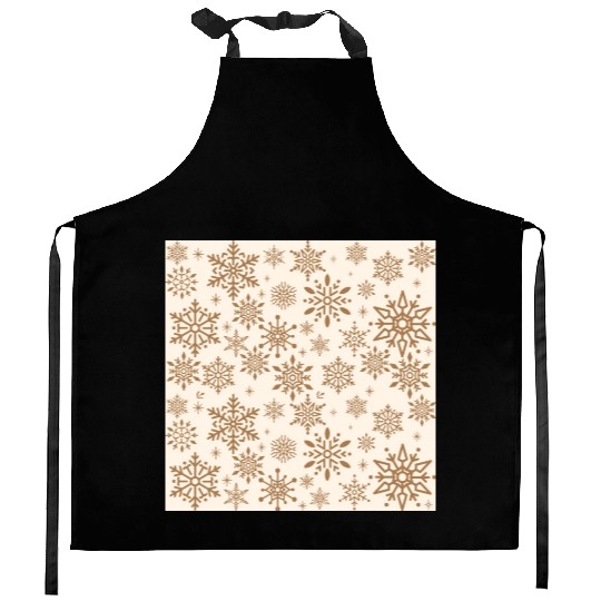 Beige Snowflakes Christmas Pattern Kitchen Aprons