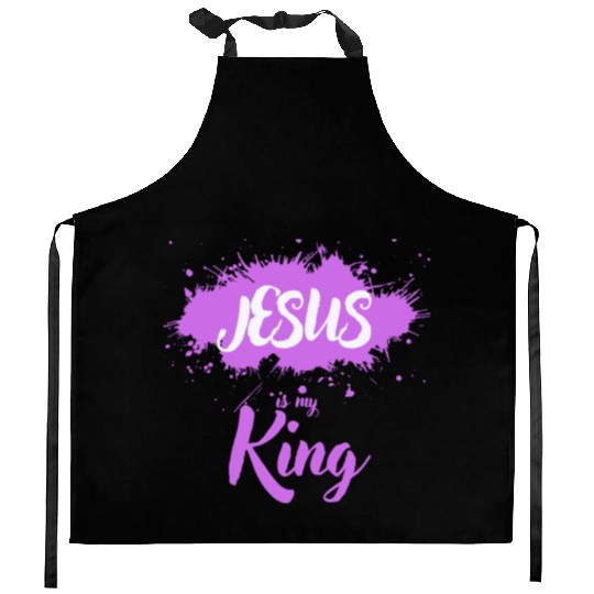 JESUS is my King Kitchen Aprons
