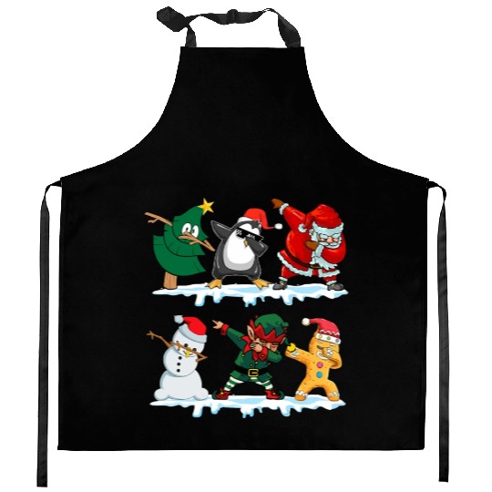 Dabbing Santa Elf Friends Funny Christmas Dabs Kitchen Aprons
