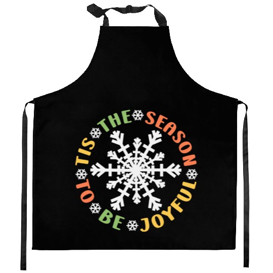 Tis The Season To Be Joyful Funny Snowflake Kitchen Aprons