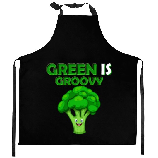 Green Is Groovy Vegetable Broccoli Kitchen Aprons