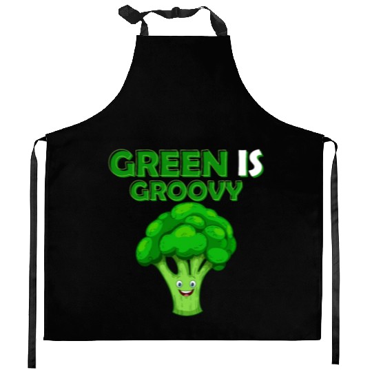 Green Is Groovy Vegetable Broccoli Kitchen Aprons