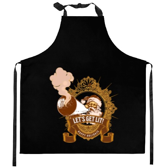 Lets get lit christmas Kitchen Aprons