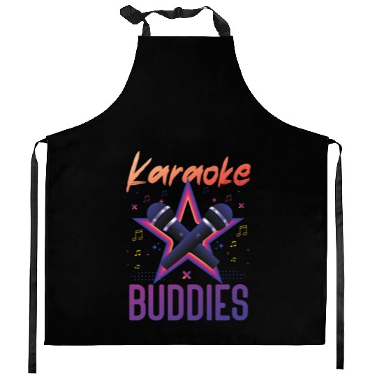 Karaoke Singer Friends Besties 80s Kitchen Aprons