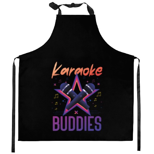 Karaoke Singer Friends Besties 80s Kitchen Aprons